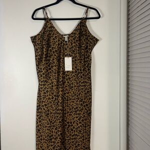 a new day Brown Leopard Print Midi Dress